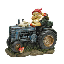 GNOME AND RABBIT ON A TRACTOR